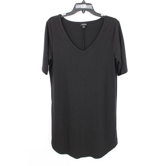 TORRID SIZE 0 BLACK V-NECK SHORT SLEEVE DRESS KNEE LENGTH - Picture 1 of 6